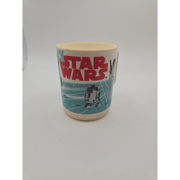 VINTAGE 1977 STAR WARS PLASTIC CUP MUG by DEKA Luke Leia R2 Darth Trooper C3PO - Picture 1 of 6